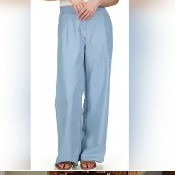 !!!NWT!!! Women's Michael Michael Kors Chambray Wide Leg Pants, XS Petite - Picture 7 of 9